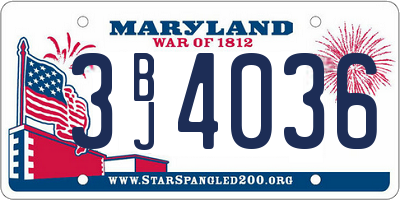 MD license plate 3BJ4036