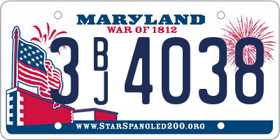 MD license plate 3BJ4038