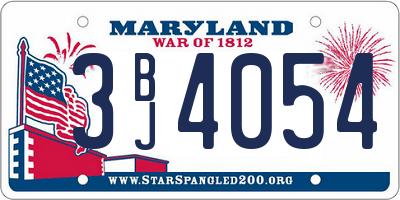 MD license plate 3BJ4054