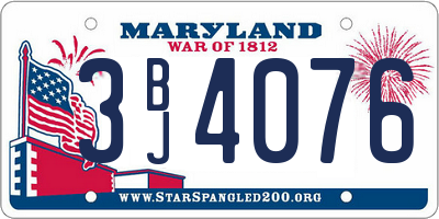 MD license plate 3BJ4076