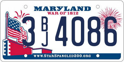 MD license plate 3BJ4086