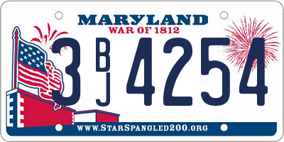 MD license plate 3BJ4254