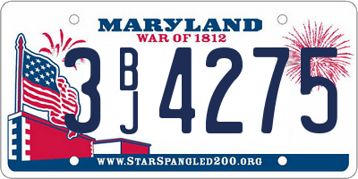 MD license plate 3BJ4275