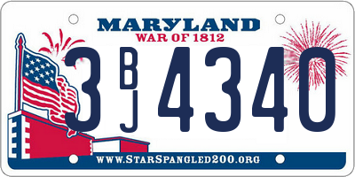MD license plate 3BJ4340