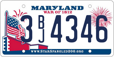 MD license plate 3BJ4346