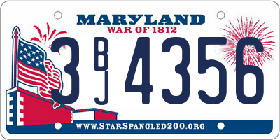 MD license plate 3BJ4356