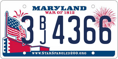 MD license plate 3BJ4366