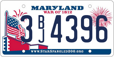 MD license plate 3BJ4396