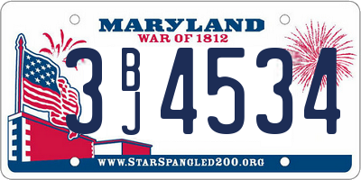 MD license plate 3BJ4534