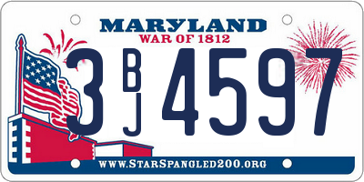 MD license plate 3BJ4597