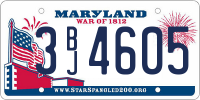 MD license plate 3BJ4605
