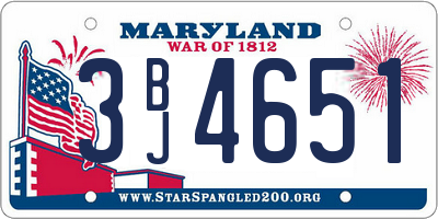 MD license plate 3BJ4651