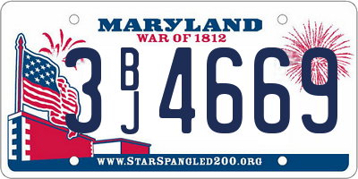 MD license plate 3BJ4669