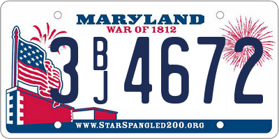 MD license plate 3BJ4672