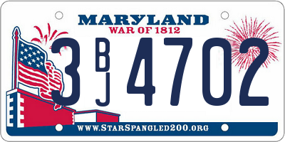 MD license plate 3BJ4702