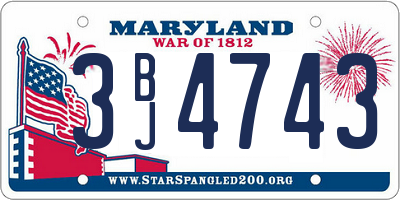 MD license plate 3BJ4743
