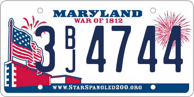 MD license plate 3BJ4744