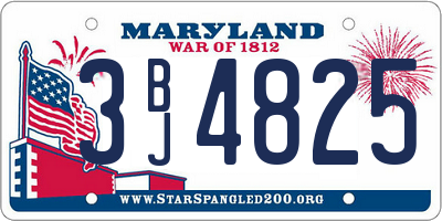 MD license plate 3BJ4825