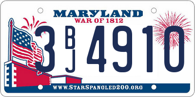 MD license plate 3BJ4910