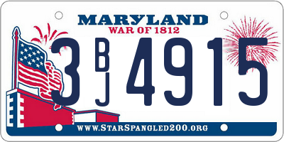 MD license plate 3BJ4915