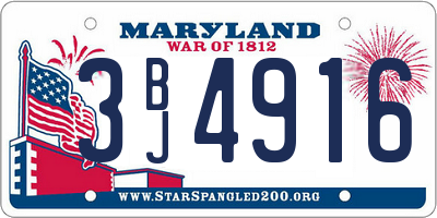 MD license plate 3BJ4916