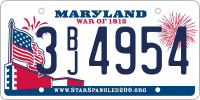 MD license plate 3BJ4954