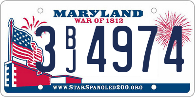 MD license plate 3BJ4974