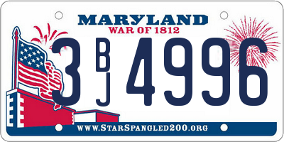 MD license plate 3BJ4996