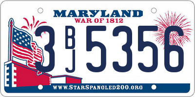 MD license plate 3BJ5356
