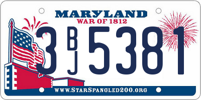 MD license plate 3BJ5381