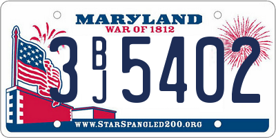 MD license plate 3BJ5402
