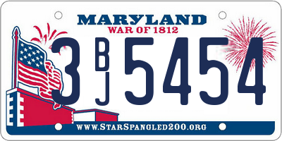 MD license plate 3BJ5454
