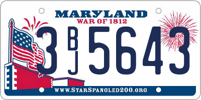 MD license plate 3BJ5643