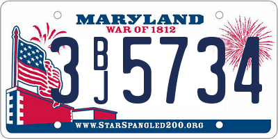 MD license plate 3BJ5734