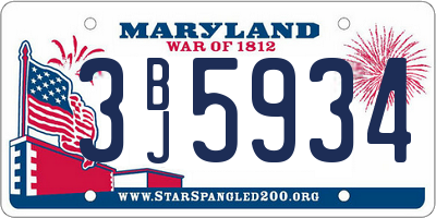 MD license plate 3BJ5934