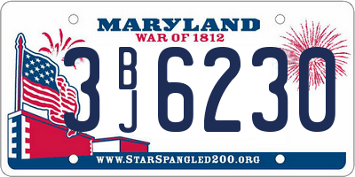 MD license plate 3BJ6230