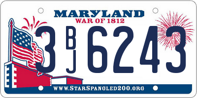 MD license plate 3BJ6243