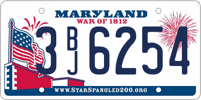 MD license plate 3BJ6254