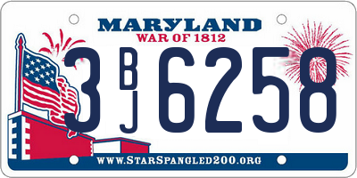 MD license plate 3BJ6258
