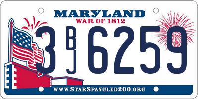 MD license plate 3BJ6259