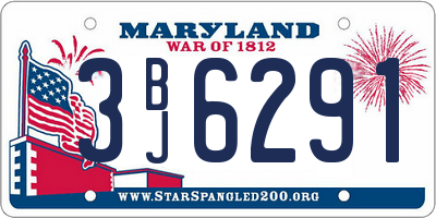 MD license plate 3BJ6291