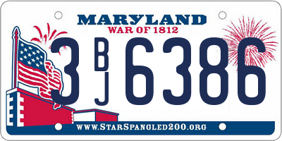 MD license plate 3BJ6386
