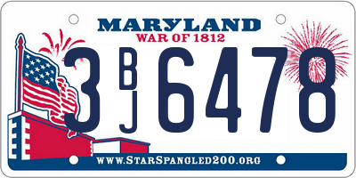 MD license plate 3BJ6478
