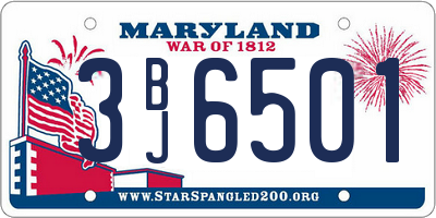 MD license plate 3BJ6501