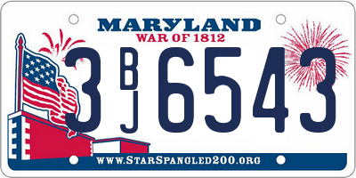 MD license plate 3BJ6543