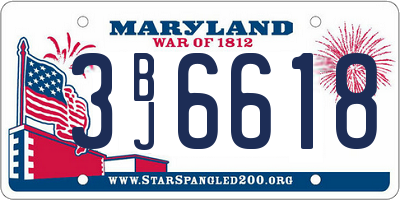 MD license plate 3BJ6618
