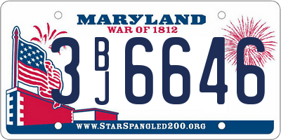 MD license plate 3BJ6646