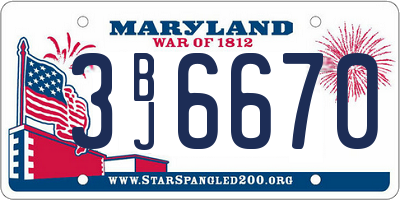 MD license plate 3BJ6670