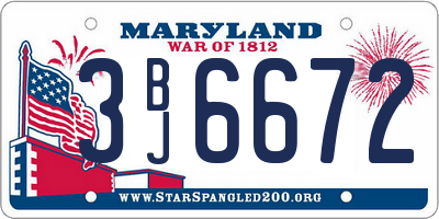 MD license plate 3BJ6672