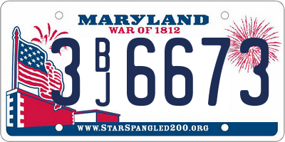 MD license plate 3BJ6673